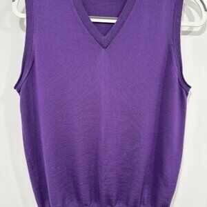Mila Schon 100% Wool Mens Sweater Vest Violet Size M V Neck